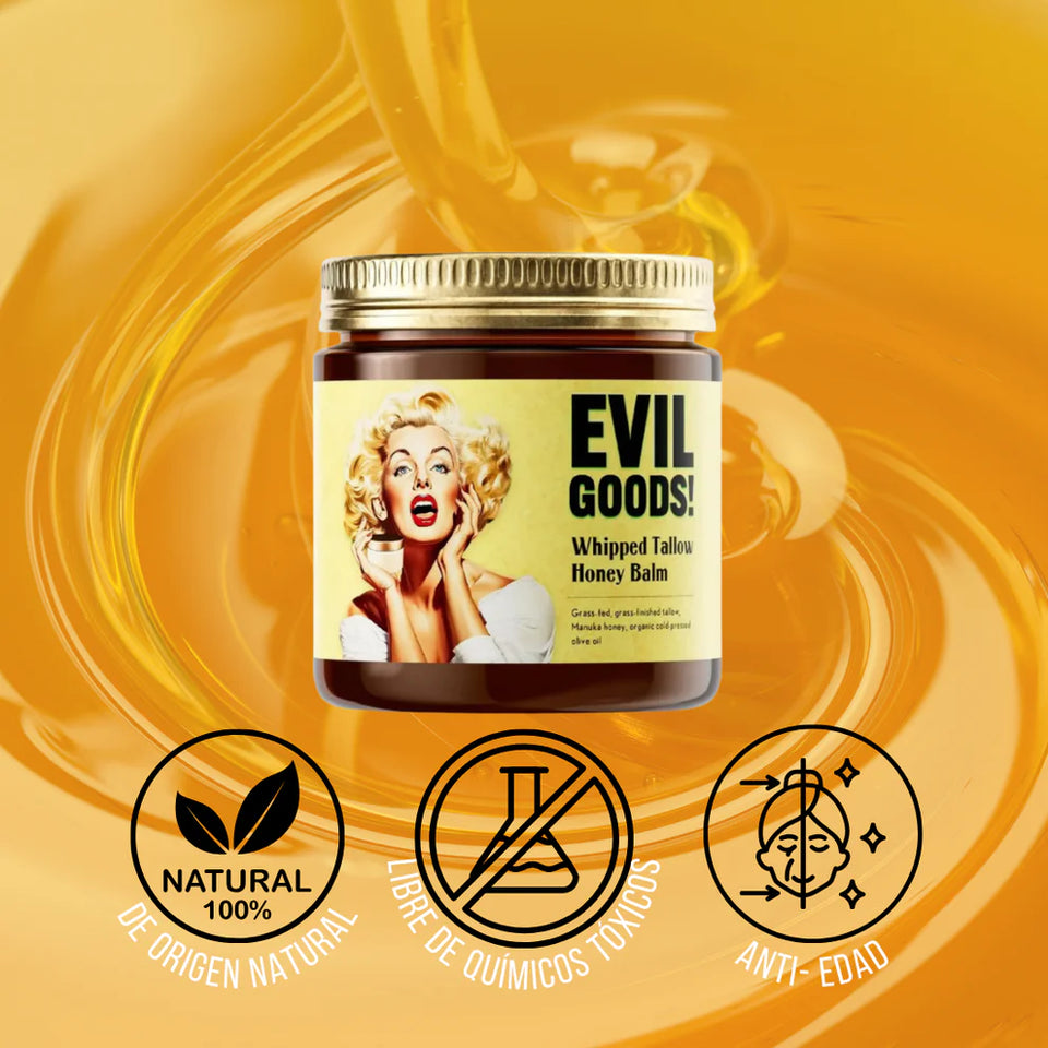 EVIL GOODS® - BÁLSAMO DE MIEL Y SEBO DE RES, HIDRATACIÓN NATURAL, POTENTE PARA TU PIEL CON EFECTO ANTI ENVEJECIMIENTO