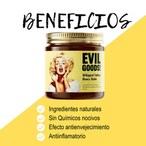 EVIL GOODS® - BÁLSAMO DE MIEL Y SEBO DE RES, HIDRATACIÓN NATURAL, POTENTE PARA TU PIEL CON EFECTO ANTI ENVEJECIMIENTO