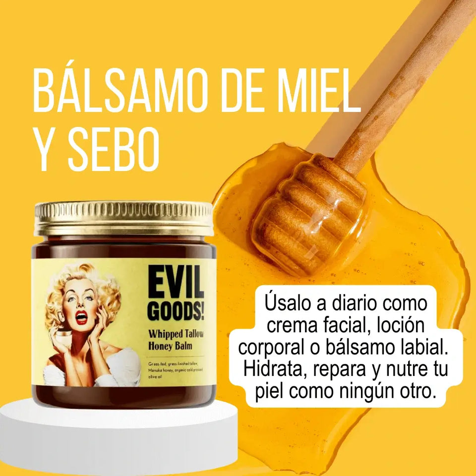 EVIL GOODS® - BÁLSAMO DE MIEL Y SEBO DE RES, HIDRATACIÓN NATURAL, POTENTE PARA TU PIEL CON EFECTO ANTI ENVEJECIMIENTO